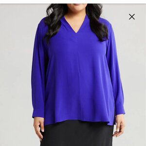 Eileen Fisher colbolt blue 💯 silk blouse